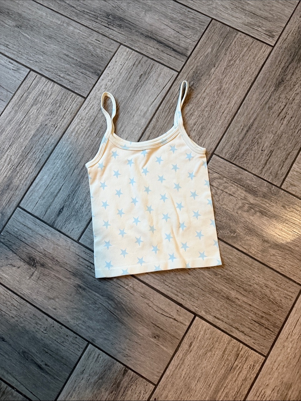 Light Blue Star Print Tank Top by Amour Vert